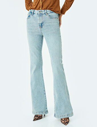 Yüksek Bel İspanyol Paça Denim Pantolon - Flare Jean