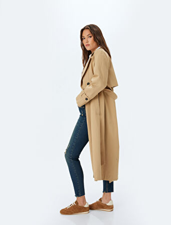 Yüksek Bel Skinny Fit Dar Paça Cepli Düğmeli Kot Pantolon - Skinny Fit Jean