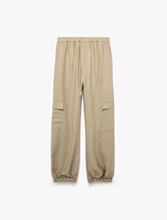 Kargo Cepli Düğmeli Lastikli Paça Jogger Pantolon