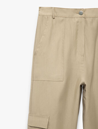 Kargo Cepli Düğmeli Lastikli Paça Jogger Pantolon
