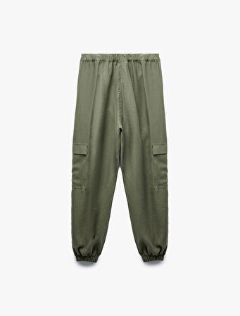 Kargo Cepli Düğmeli Lastikli Paça Jogger Pantolon