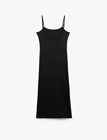 Slim Fit İnce Askılı Uzun Elbise