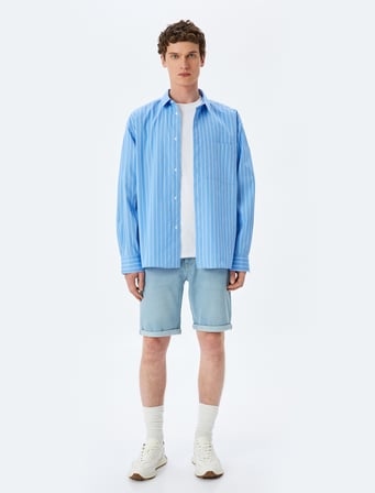 Bermuda Pamuklu Cep Detaylı Slim Fit Kot Şort