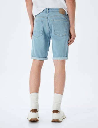 Bermuda Pamuklu Cep Detaylı Slim Fit Kot Şort