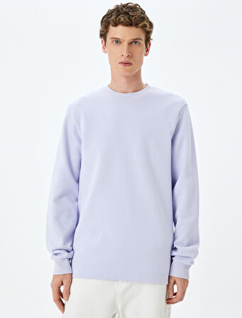Bisiklet Yaka Pamuklu Basic Sweatshirt