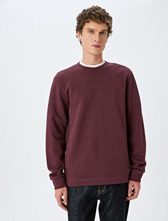 Bisiklet Yaka Pamuklu Basic Sweatshirt