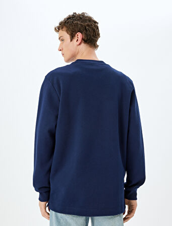 Bisiklet Yaka Pamuklu Basic Sweatshirt