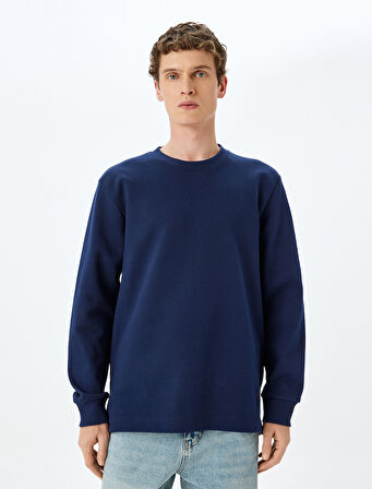 Bisiklet Yaka Pamuklu Basic Sweatshirt
