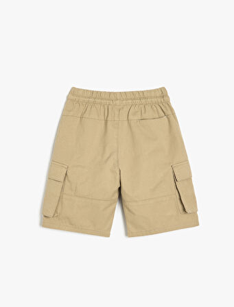 Kargo Cepli Pamuklu Beli Bağcıklı Bermuda Şort