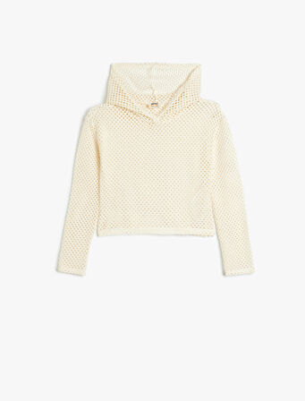 Kapşonlu Sweatshirt File Detaylı Uzun Kollu