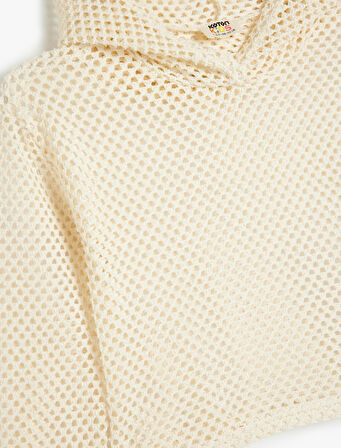 Kapşonlu Sweatshirt File Detaylı Uzun Kollu