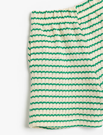 Ajurlu Şort Beli Lastikli Pamuk Karışımlı