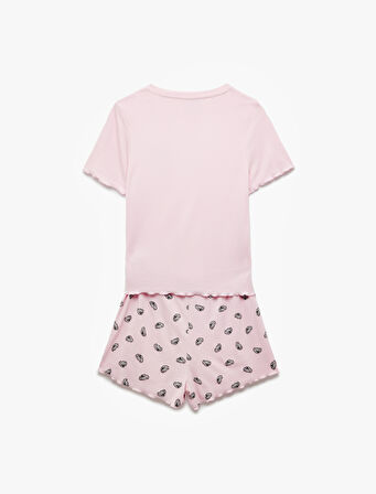 Viskon Bisiklet Yaka Koala Baskılı Şortlu Pijama Takımı