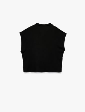 Aerobin Kumaş Yarım Fermuarlı Kolsuz Sweatshirt 