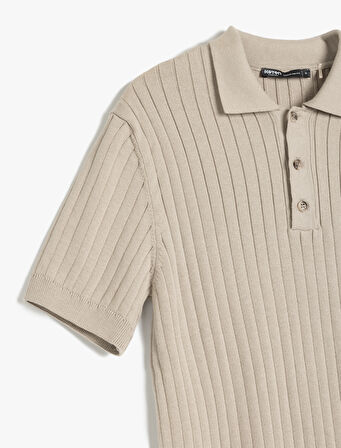 Polo Yaka Pamuklu Dokulu Kısa Kollu Triko Tişört