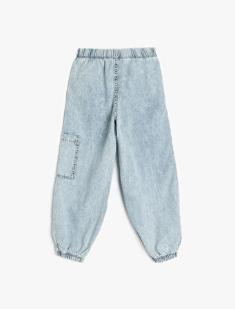 Beli Lastikli Pamuklu Paraşüt Denim Pantolon 