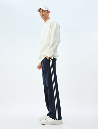 Eşofman Altı Beli Bağcıklı Cep Detaylı Biyeli Pamuk Karışımlı