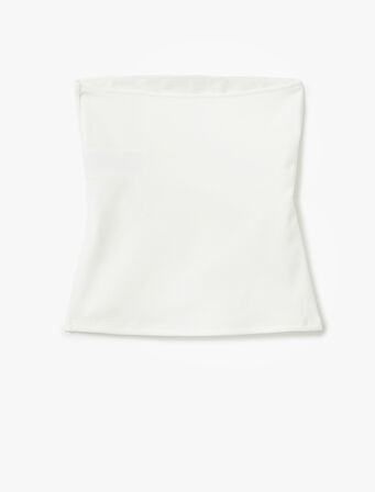 Krep Scuba Kumaş Drape Detaylı Asimetrik Straplez Üst