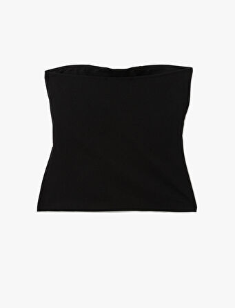 Krep Scuba Kumaş Drape Detaylı Asimetrik Straplez Üst