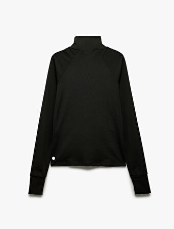 Fermuarlı Cep Detaylı Dik Yaka Slim Fit Spor Sweatshirt