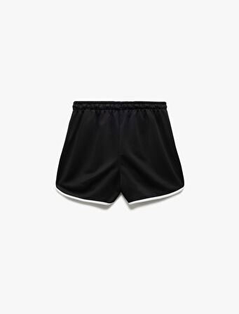 Normal Bel Bağcıklı Çizgili Mini Spor Şort