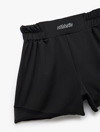 Yüksek Bel Lastikli Baskılı Mini Spor Şort