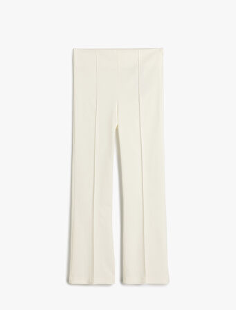 Standart Bel Slim Fit Nervürlü İspanyol Paça Pantolon