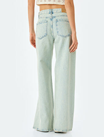 Yıpratma Detaylı Düşük Bel Bol Kalıp Kot Pantolon  -  Loose Straigh Fit Jean