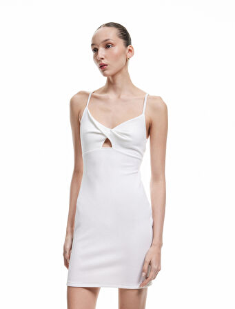 Çapraz İp Askılı Sırt Detaylı Dar Kesim Mini Bbodycon Elbise