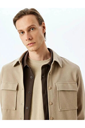 Cep Detaylı Bej Erkek Ceket 530003hw