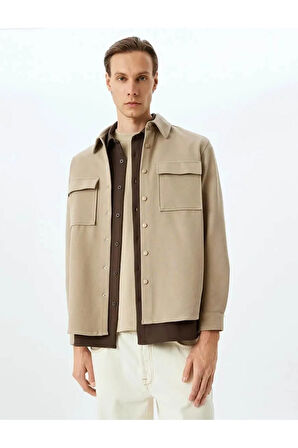 Cep Detaylı Bej Erkek Ceket 530003hw