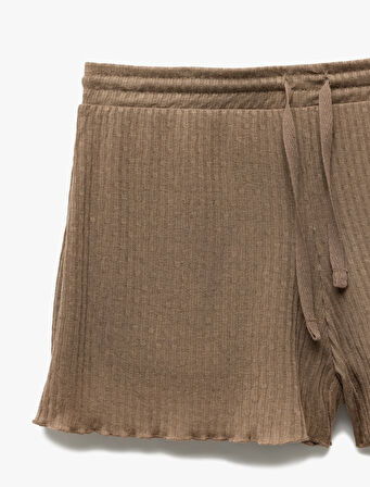 Beli Bağlamlı Cepli Dokulu Şort Pijama Altı