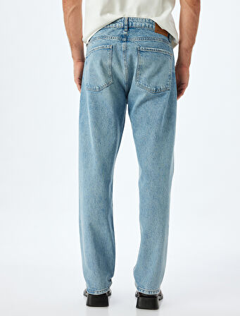 Cep Detaylı Pamuklu Vintage Straight Jean Pantolon