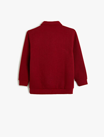 Uzun Kollu İşleme Detaylı Polo Tişört