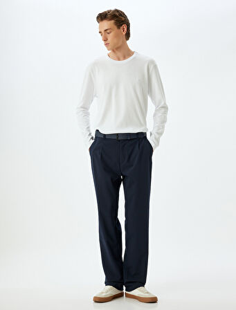 Uzun Kollu Tişört Harf İşlemeli Bisiklet Yaka Pamuklu