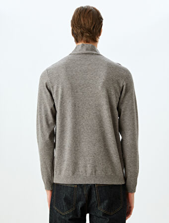 Boğazlı Triko Kazak Basic Uzun Kollu Viskon Karışımlı