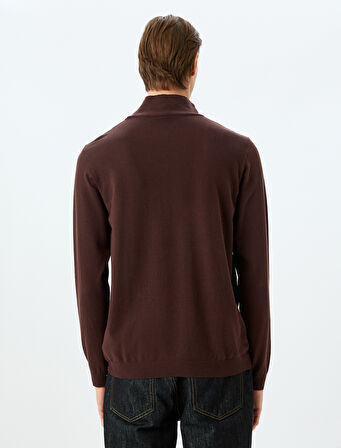 Boğazlı Triko Kazak Basic Uzun Kollu Viskon Karışımlı