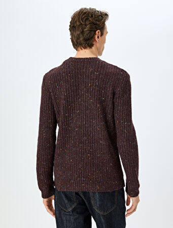 Bisiklet Yaka Uzun Kollu Dokulu Triko Kazak