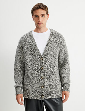 Triko Hırka V Yaka Düğmeli 