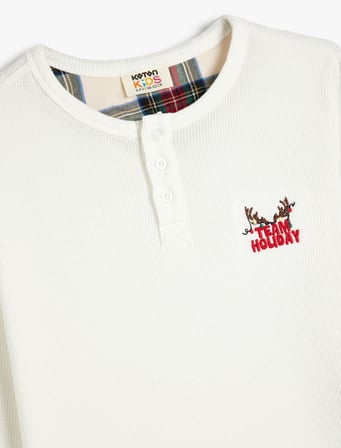 Pamuklu Pijama Üstü Uzun Kollu Yuvarlak Yaka