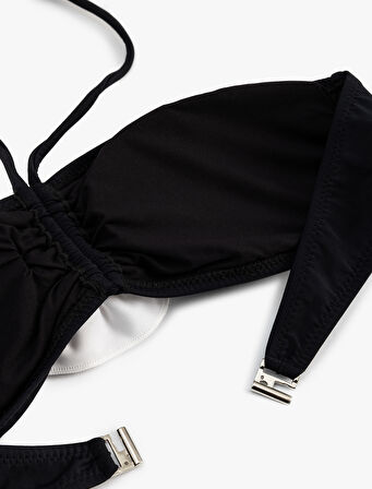 Çiçek Aplike Detaylı Straplez Bikini Üstü