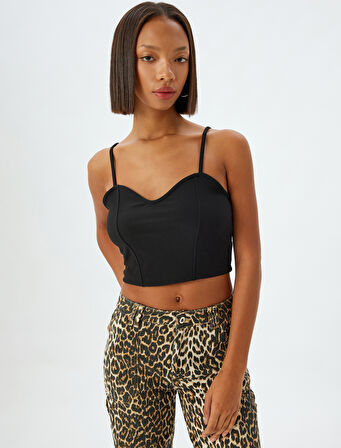 Crop Atlet Korse Görünümlü Askılı Slim Fit