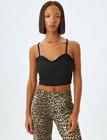 Crop Atlet Korse Görünümlü Askılı Slim Fit