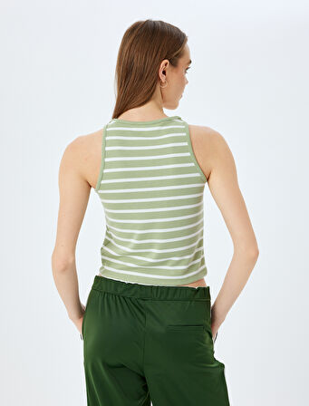 Bisiklet Yaka Slim Fit Çizgili Kolsuz Kadın Atlet