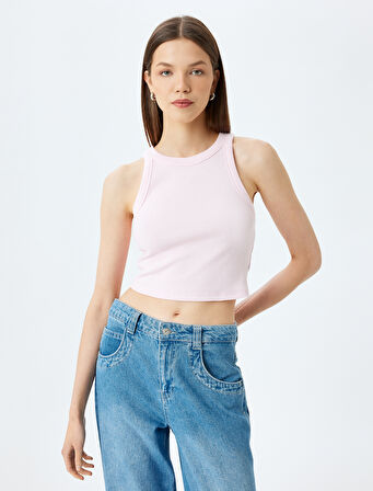 Crop Atlet Halter Yaka Fitilli Slim Fit