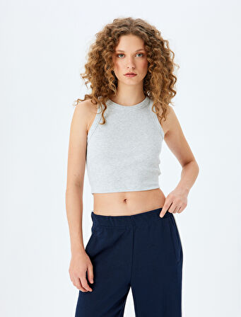 Crop Atlet Halter Yaka Fitilli Slim Fit