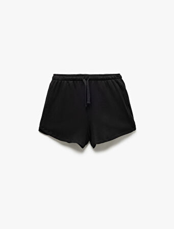 Pamuklu Cep Detaylı Slim Fit Beli Bağcıklı Mini Şort