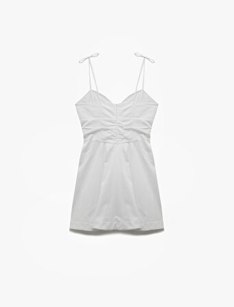 Bağlamalı Yaka İp Askılı A Kesim Mini Elbise