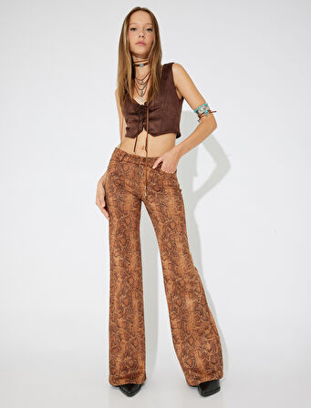 Koton X Zeynep Bastık -  Önü Çapraz Bağlamalı V Yaka Slim Fit Crop Suni Süet Yelek