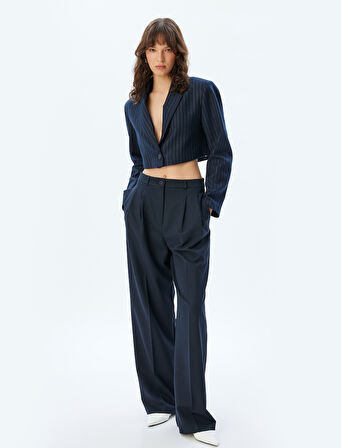 Crop Blazer Ceket Kruvaze Uzun Kollu